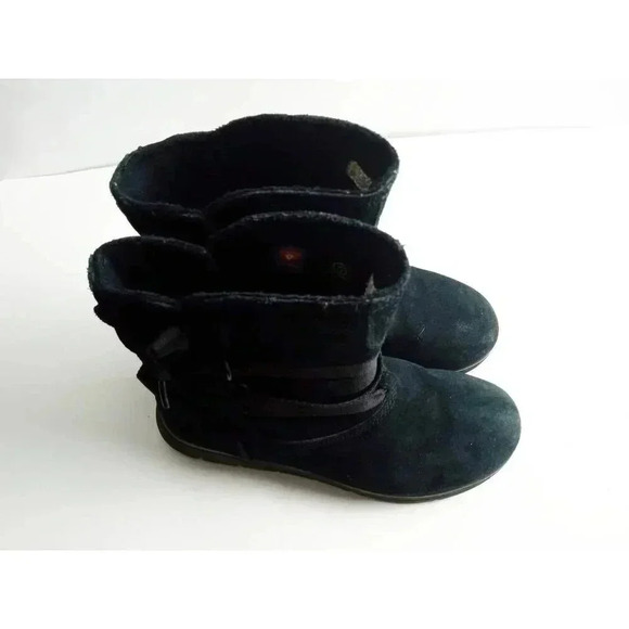 Timberland Womens Leighland Comfort Boots Black Leather Straps Ankle Slip On 8.5 - Picture 1 of 12